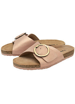 Dunlop Nisha Rose Gold Leather Crossover Buckle Footbed Sandals