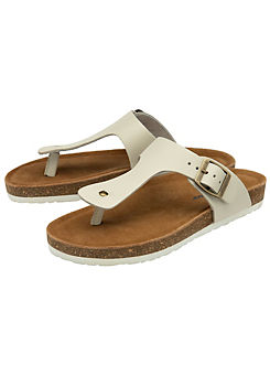 Dunlop Taryn White Leather Toe Post Footbed Sandals