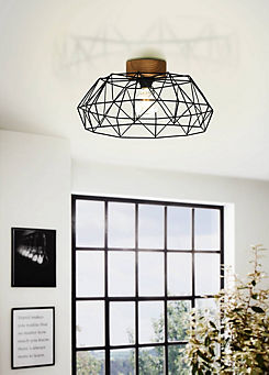 EGLO Black/Wood Padstow Ceiling Light