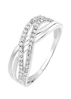 Emily & Ophelia Sterling Silver Cubic Zirconia Crossover Ring