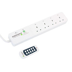 Energenie Energy Saving 4-Gang Remote Controlled Extension Lead with Controller & Surge Protection