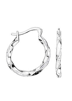 Evoke Sterling Silver Crystal Twisted 20mm Hoop Earrings