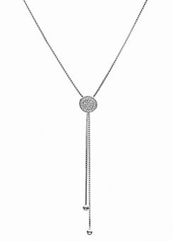 Evoke Sterling Silver Rhodium Plated Crystal Lariat Necklace