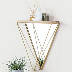 Fine Decor Gatana Triangle Shelf Gold Mirror