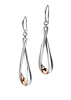 Fiorelli Sterling Silver Rose Gold Plated Detail Drop Earrings