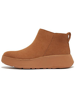 FitFlop F-Mode Tan Suede Flatform Microwobbleboard™ Midsole Ankle Boots