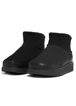 FitFlop Gen-FF Black Mini Double-Faced Shearling Microwobbleboard™ Midsole Boots