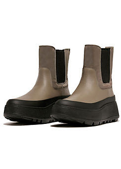 FitFlop Minky Grey F-Mode Water Resistant Microwobbleboard™ Midsole Flatform Chelsea Boots
