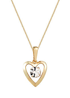 For You Collection 9ct Solid Gold Open Heart Cubic Zirconia Pendant on a 16+2 inch  Adjustable Chain