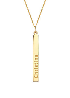 For You Collection 9ct Solid Gold Personalised Adjustable Bar Pendant Necklace