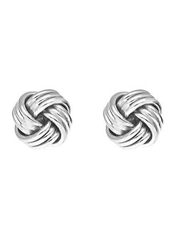 For You Collection 9ct Solid White Gold 6mm Four-Way Knot Stud Earrings