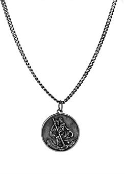 For You Collection Gent’s Oxidised Sterling Silver St Christopher Necklace