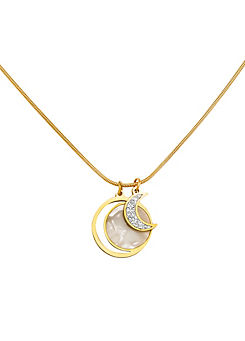 For You Collection Gold moon and Disc charm Necklace