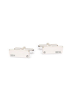 For You Collection Personalised Rectangular Cubic Zirconia Cufflinks