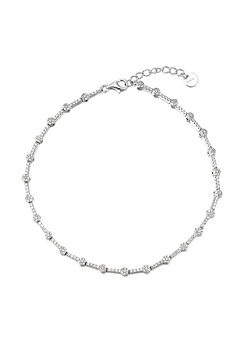 For You Collection Sterling Silver Iced Cubic Zirconia Anklet
