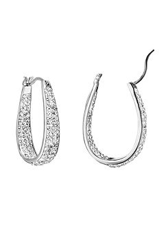 For You Collection Sterling Silver Large Crystal Creole Hoops