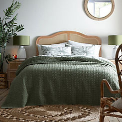 Freemans Home 100% Cotton Quilted Olive Leaf Bedspread
