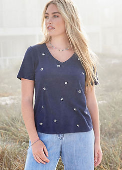 Freestyle Dani Star and Shell Print T-Shirt