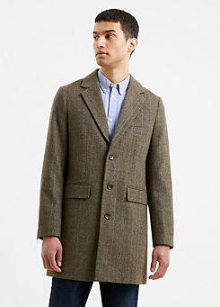 French Connection Single Breasted Herringbone Overcoat