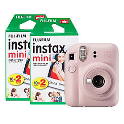 Fujifilm Instax Mini 12 Instant Camera with 40 Shot Film Pack - Blossom Pink