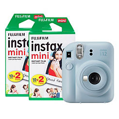 Fujifilm Instax Mini 12 Instant Camera with 40 Shot Film Pack - Pastel Blue