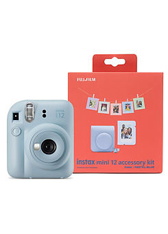 Fujifilm Instax Mini 12 Instant Camera with Case, Photo Album, Hanging Cards & Pegs - Pastel Blue