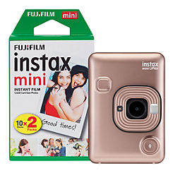 Fujifilm Instax Mini LiPlay Hybrid Blush Instant Camera inc 20 Shots - Gold