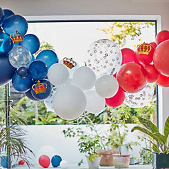 Ginger Ray Coronation  Balloon Arch - Confetti Crown & Card Crowns - Navy, Red & Gold