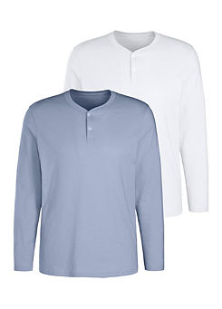 H.I.S Pack of 2 Long Sleeve Henley T-Shirts