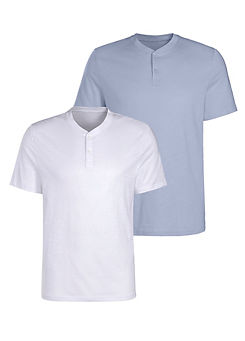 H.I.S Pack of 2 Short Sleeve Henley T-Shirts