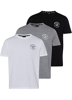 H.I.S Pack of 3 Logo Print Crew Neck T-Shirts