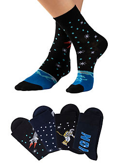 H.I.S Pack of 4 Astronaut Knitted Socks