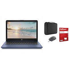 HP Stream 11.6 Inch Laptop Intel Celeron 4GB 64GB SSD Microsoft Office 365 Preinstalled Bundle - Blue