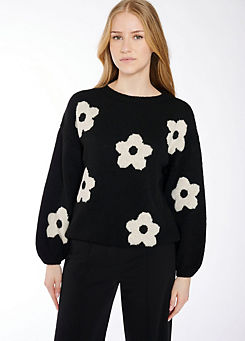 Hailys Floral Print Round Neck Sweater
