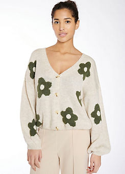 Hailys Floral Print V-Neck Button Through Cardigan