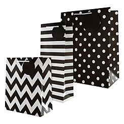 Hallmark Black Patterned Set of 3 Gift Bags