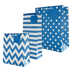 Hallmark Blue Patterned Set of 3 Gift Bags