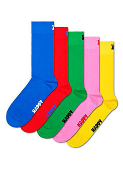 Happy Socks Mens 5 Pack Solid Socks