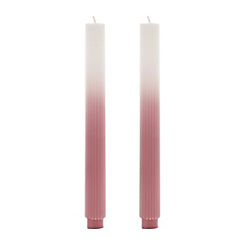 Hestia Set of 2 Ombre Dinner Candles - Pink & White