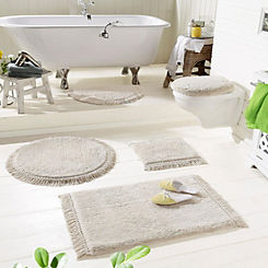 Home Affaire 100% Organic Cotton Fringed Bath Mat