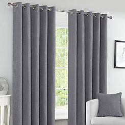 Home Curtains Canterbury Chenille Pair of Blackout Thermal Eyelet Curtains