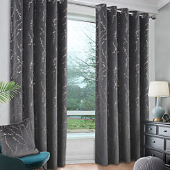 Home Curtains Emily Velvet Pair of Blackout Thermal Eyelet Curtains