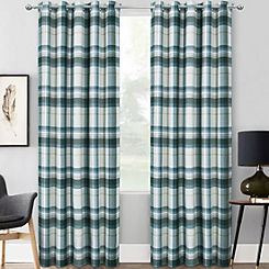 Home Curtains Warrington Check Pair of Thermal Blackout Eyelet Curtains