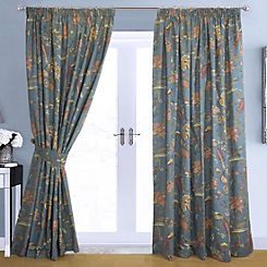 Home Curtains Windsor Pair of Printed Lined Pencil Pleat Curtains
