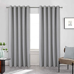 Home Curtains Woolacombe Pair of Herringbone Tweed Thermal Blackout Eyelet Curtains