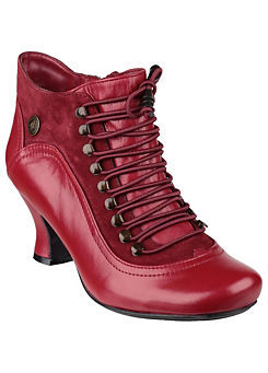 Hush Puppies ’Vivianna’ Red Lace Up Heeled Ankle Boots