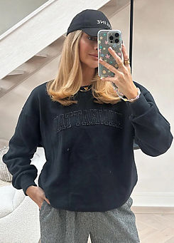 In The Style x Charcoal Embroidered Distressed Oversized Sweatshirt