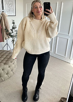 In The Style x Cream Honeycomb Stitch Jumper
