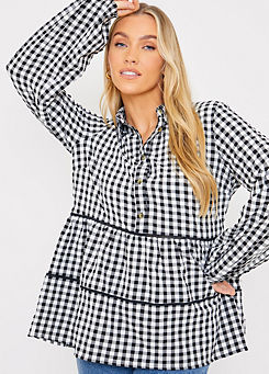 In The Style x Jac Jossa Black Gingham Button Smock Shirt