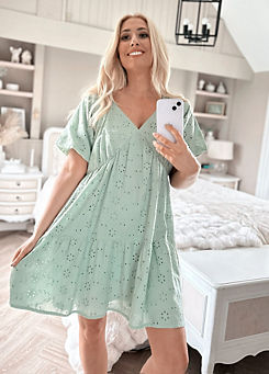 In The Style x Stacey Solomon Green Broderie Dress